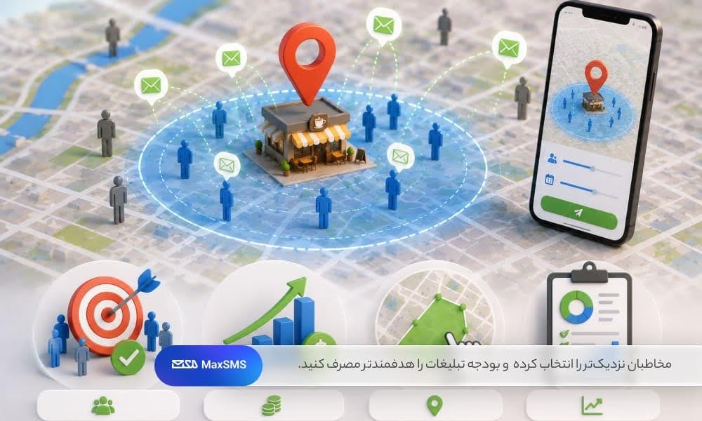 ارسال پیامک از روی نقشه، امکان هدف‌گیری مخاطبان محلی و کنترل مرحله‌ای حجم ارسال را ساده‌تر می‌کند. 