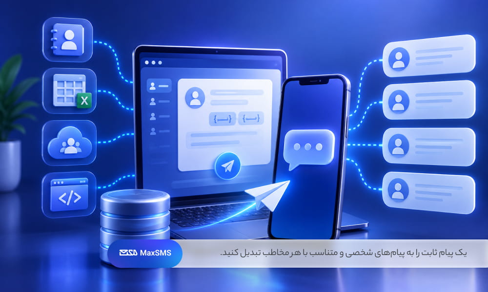 با جایگزینی خودکار اطلاعاتی مانند نام، مبلغ و شماره سفارش، می‌توان پیامک‌های شخصی‌سازی‌شده را برای تعداد زیادی از مخاطبان ارسال کرد.